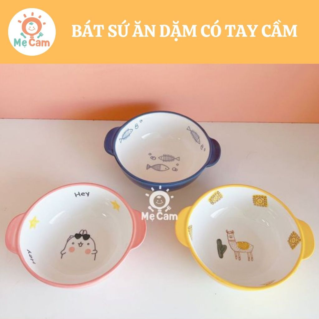 Bát sứ ăn dặm có tay cầm