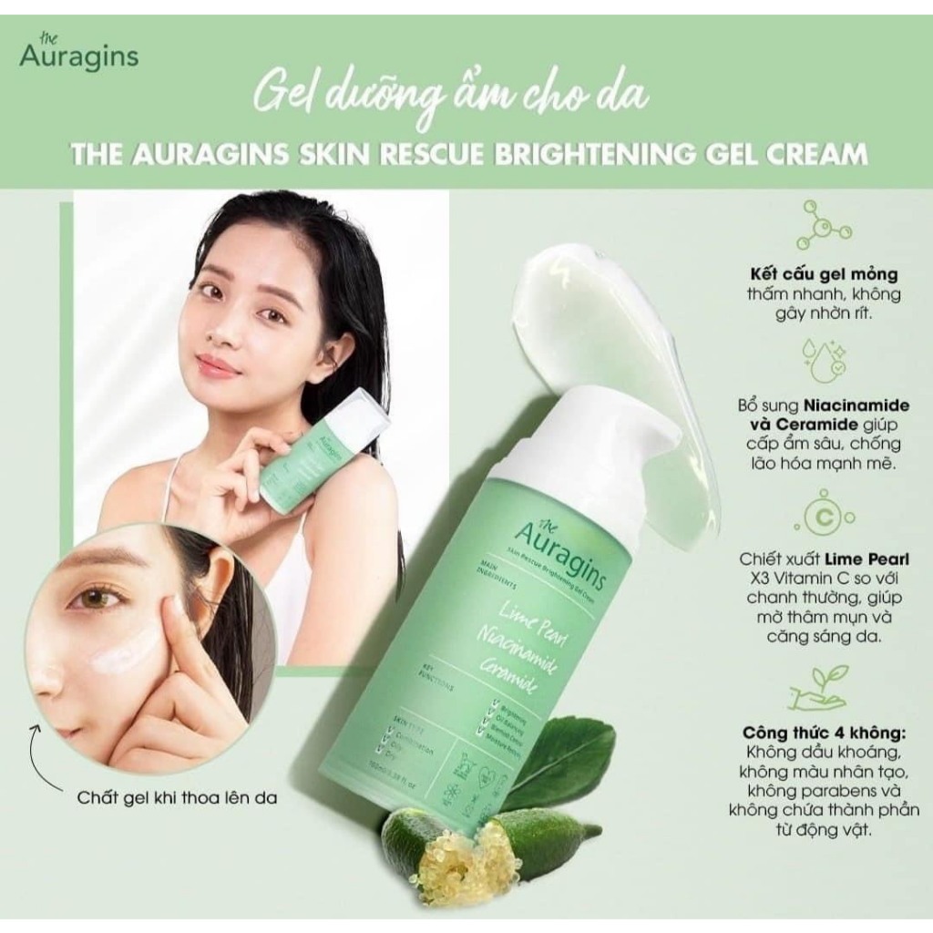 Gel dưỡng ẩm ngừa mụn, giảm thâm The Auragins Skin Gel Cream 100ml