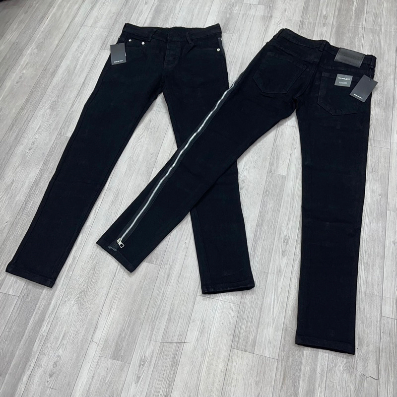 Quần Jean dsq2 Đen Mix Phối Khóa Kéo Dọc Đùi ,Jean dsq đen trơn khoá  Mẫu HOTTREND 2023