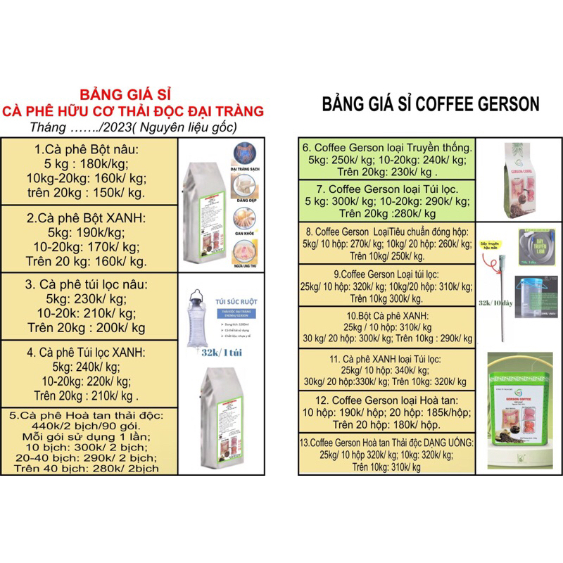 Cà phê Thải độc Đại tràng GERSON