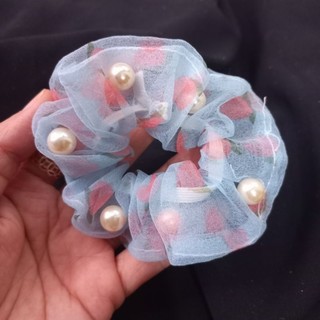 Dây cột tóc Scrunchies quả cam đính hạt