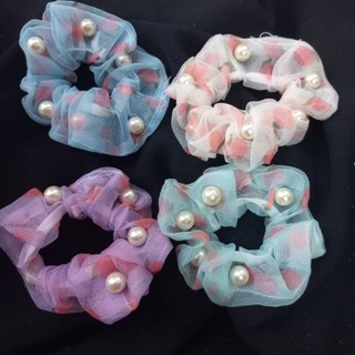 Dây cột tóc Scrunchies quả cam đính hạt