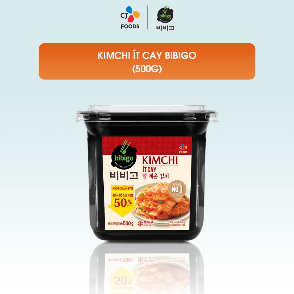 [Tặng Kimchi đơn từ 199k] Kim chi Hàn Quốc Bibigo cải thảo Chay/ Mặn/ Ít cay - Hộp 500g