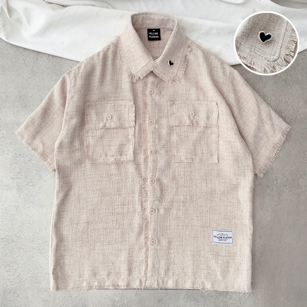 Áo sơ mi tay ngắn YELLOW FLICKER tua rua BTS " TWEED LOVE " unisex
