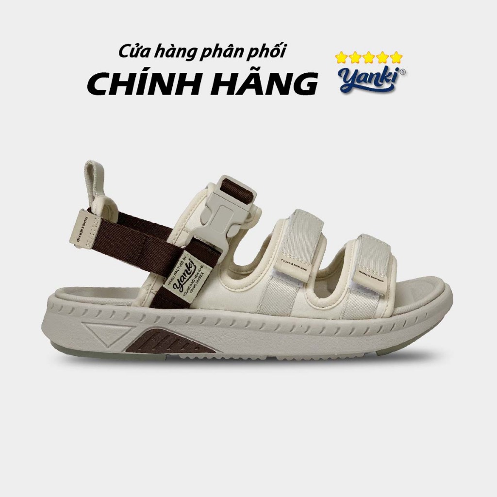 Giày Sandal Nam Nữ 3 Quai Ngang Yanki - YY00231 Be Nâu