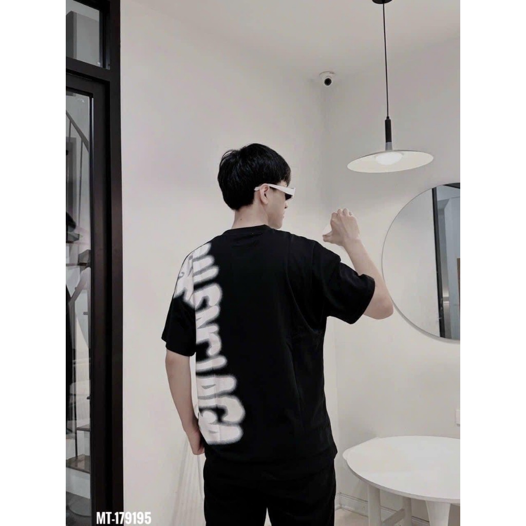 Áo thun in to chữ GC BALEN.CIGA kiểu sơn loang dọc thân 2 mặt cotton cực chất T-MEN