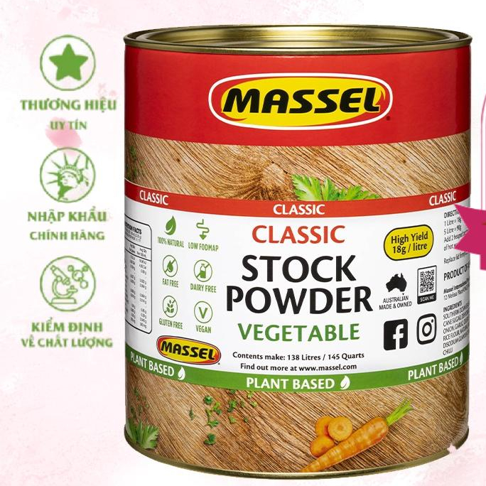 Bột nêm vị rau củ Massel Classic Stock Power Vegetable không bột ngọt thơm ngon tiện lợi 2.5kg