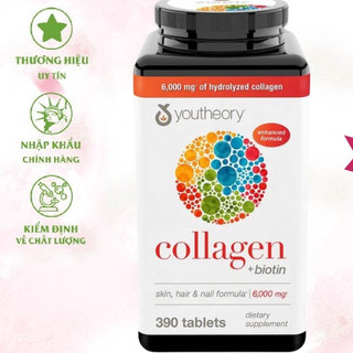 Viên uống bổ sung collagen Youtheory Collagen Type 1,2,3 (390 Viên) chống lão hóa đẹp da