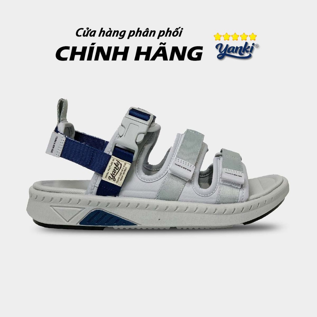 Giày Sandal Nam Nữ 3 Quai Ngang Yanki - YY00231 Xám Xanh