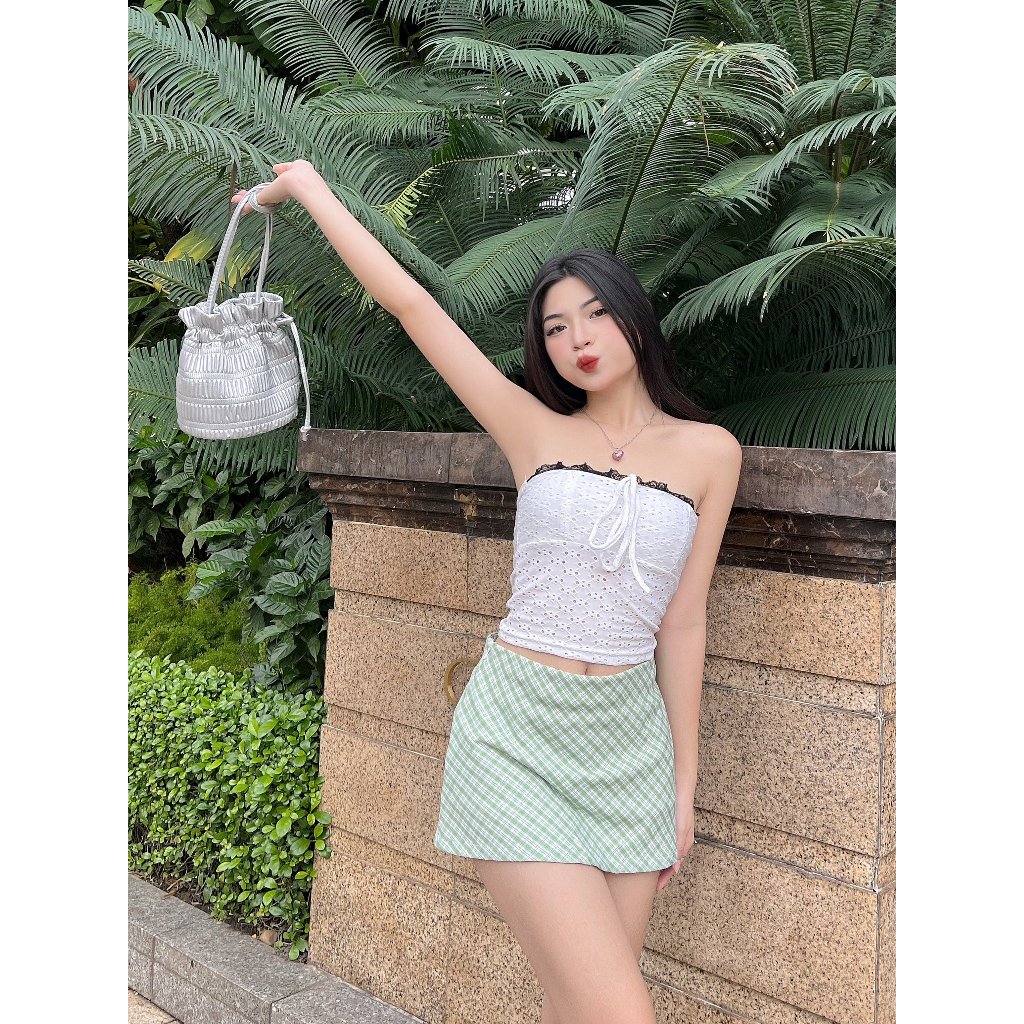 Chân váy 2yk skirt kẻ caro form chữ A có lót trong