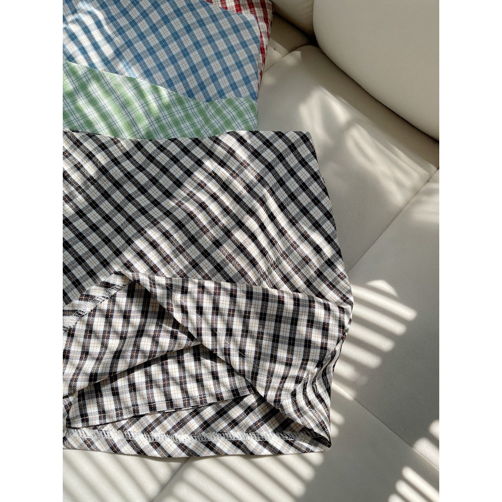 Chân váy 2yk skirt kẻ caro form chữ A có lót trong