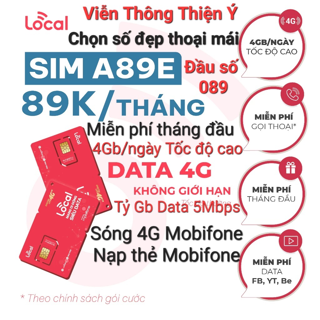 (Chọn số đẹp thoải mái)Local Mobifone A68S -> A89E Tỷ GB Dùng 4G KHÔNG GIỚI HẠN,GỌI MIỄN PHÍ Mobifone