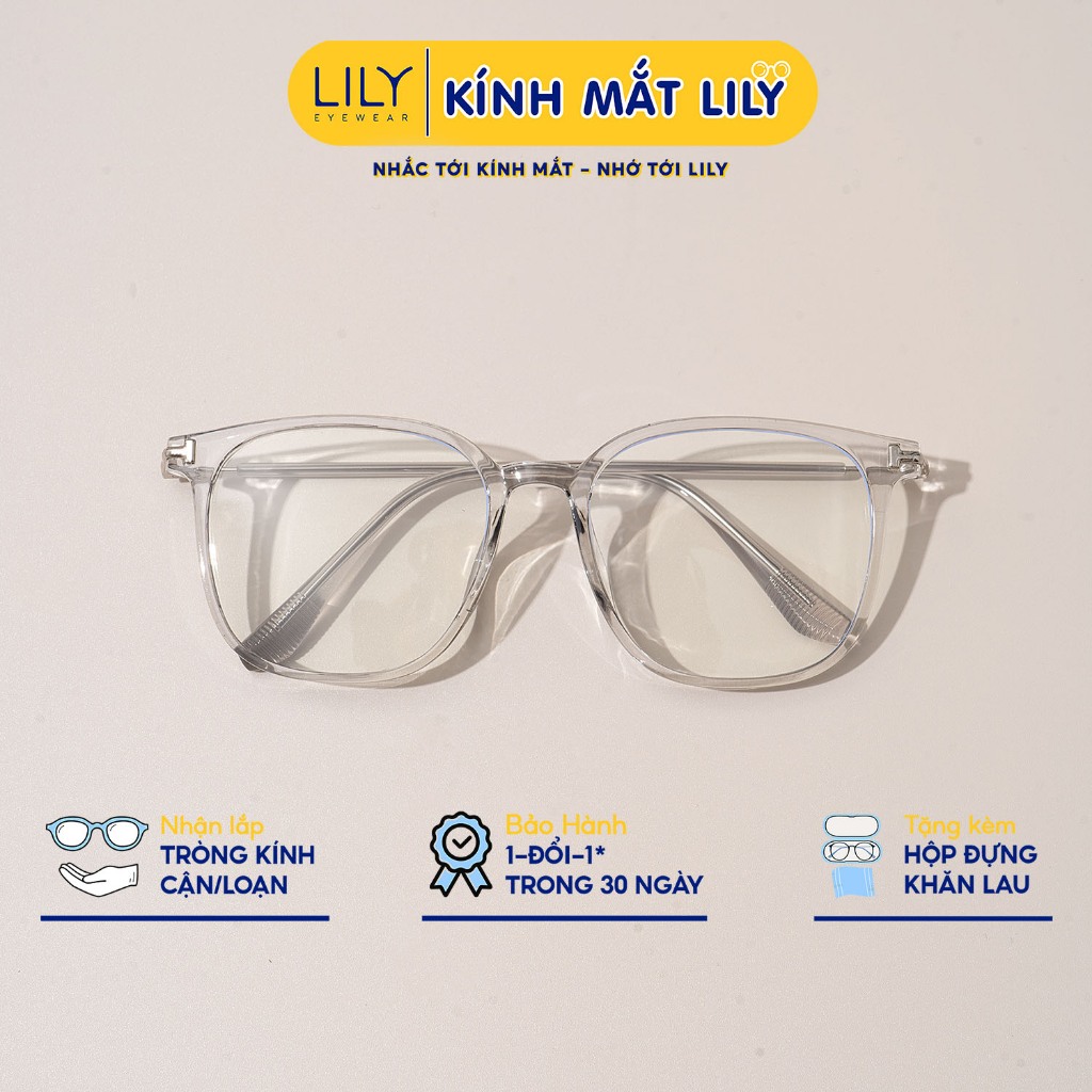 Kính vuông mắt to nam nữ LILYEYEWEAR gọng nhựa bền màu sắc thời trang 01283