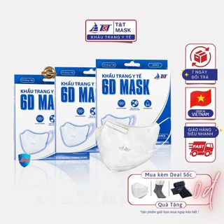 100 Chiếc Khẩu trang y tế 6D MASK vải không dệt SMS Plus 3+ ôm sát kháng khuẩn - Chính hãng DNTN Trịnh Chung