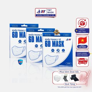 Thùng 300 Chiếc Khẩu trang y tế 6D MASK vải không dệt SMS Plus 3+ ôm sát kháng khuẩn - Chính hãng DNTN Trịnh Chung