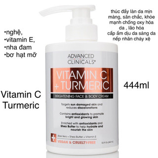   MỸ mới  Kem dưỡng ẩm Vitamin C & Turmeric Face & Body làm săn chắc làm sáng với Shea Butter & Vitamin E ; retinol 