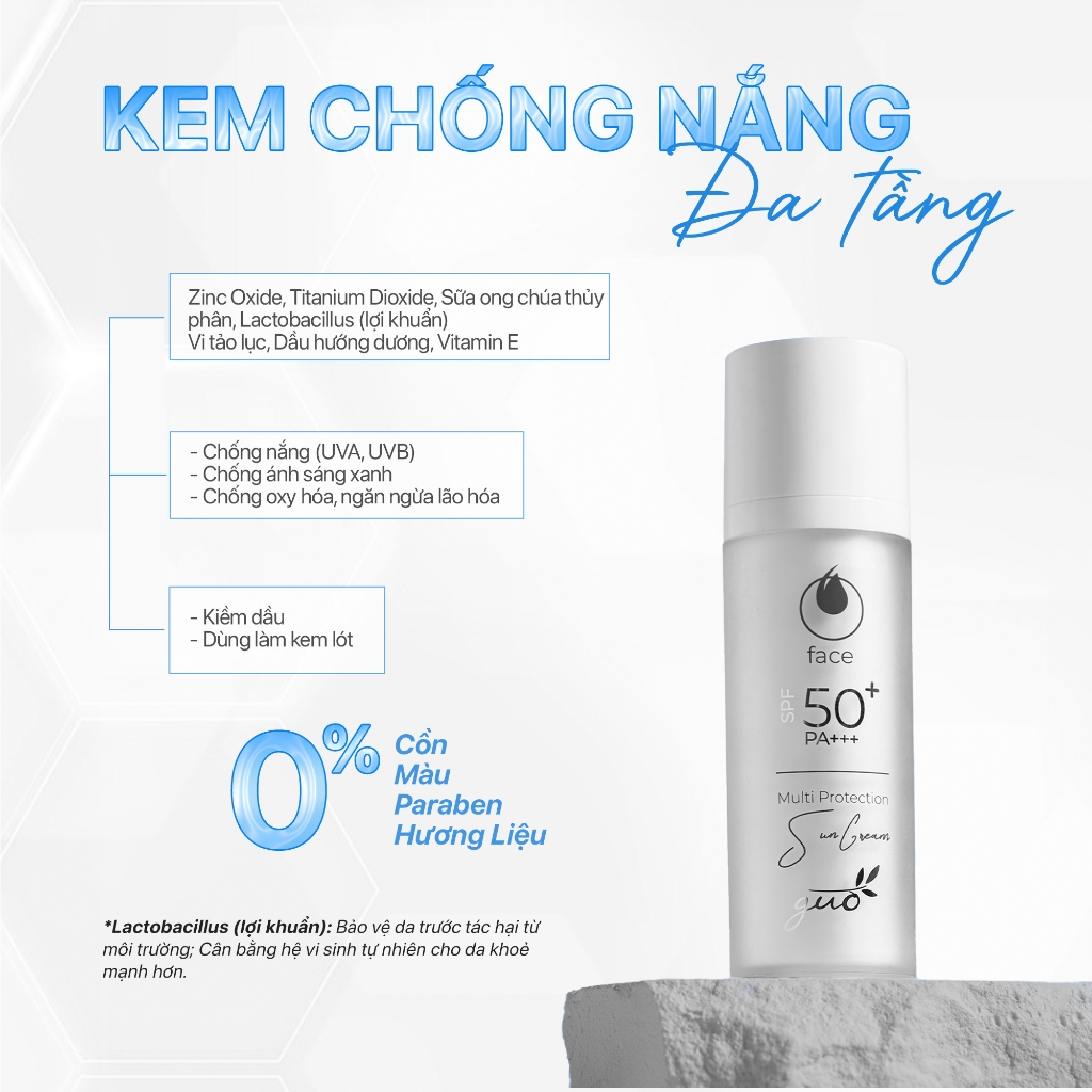 Kem Chống Nắng Nâng Tone cho da Dầu, Mụn,Nhạy Cảm, Treatment SPF 50+ PA+++ GUO 30 ml