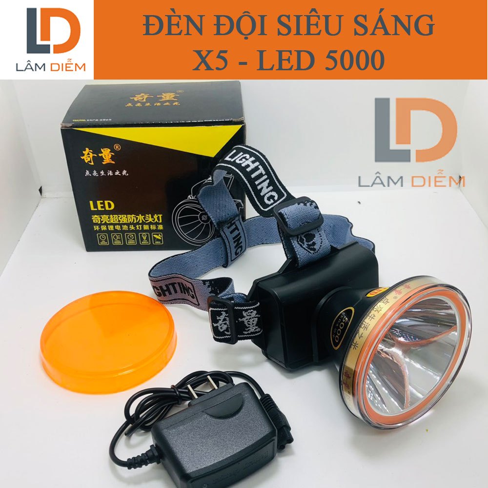Đèn pin đội đầu pin sạc công suất lớn siêu sáng 3 chế độ X5 - 530