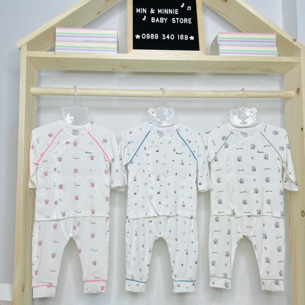 Bộ quần áo sơ sinh dài tay Avaler chất liệu sợi tre siêu mềm mại cho bé từ 3-7kg