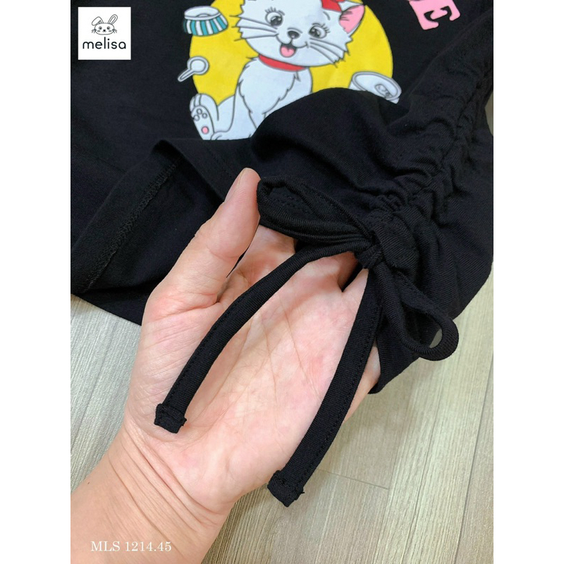 Bộ đen hình chú mèo quần hồng