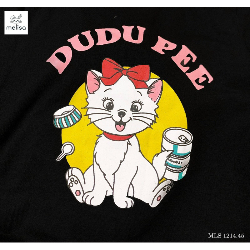 Bộ đen hình chú mèo quần hồng