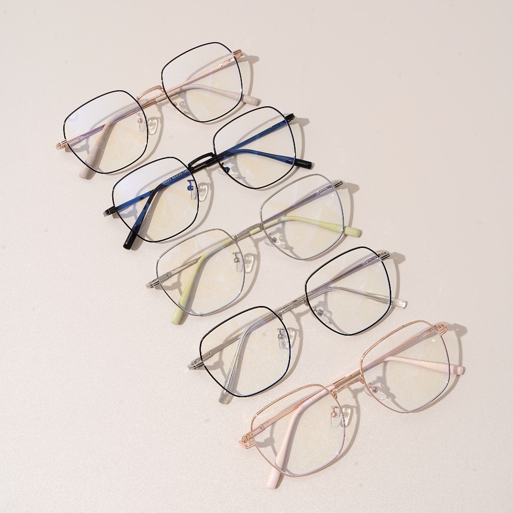 Kính vuông mắt to nam nữ LILYEYEWEAR càng cốt kim loại thanh mảnh nhẹ nhàng nhiều màu 30023