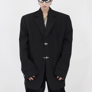 Áo Khoác Blazer From Rộng Tay Dài Phối Phụ Kiện, Thời Trang Unisex Phong Cách Hàn Quốc
