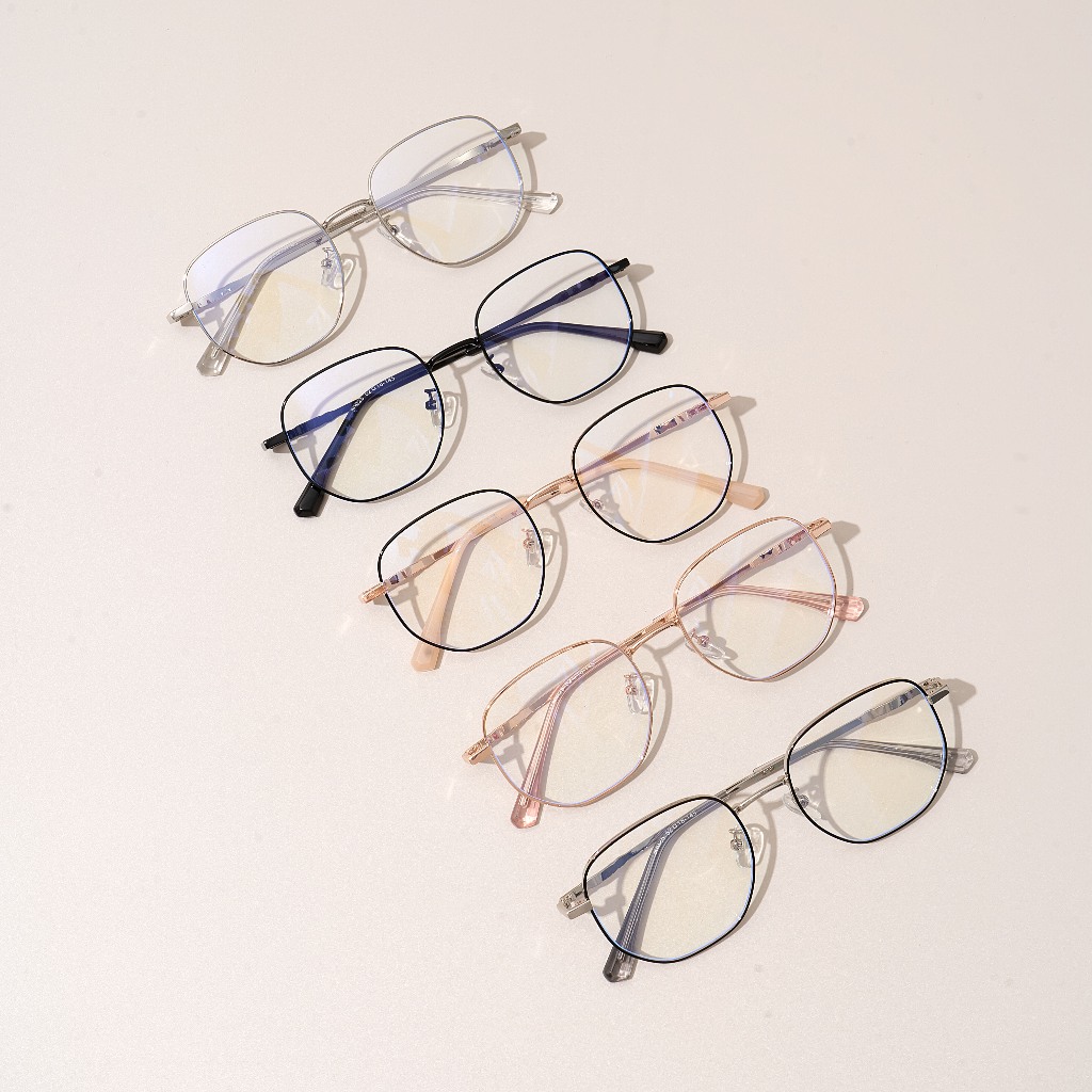 Gọng kính thời trang nam nữ LILYEYEWEAR mắt vuông bo tròn kim loại thanh mảnh nhẹ nhàng 30025