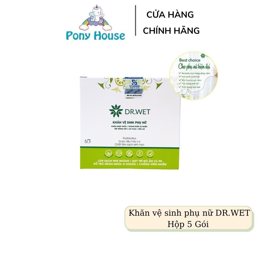 Khăn Y Tế Vệ Sinh Phụ Nữ DR.WET Hộp 5 Gói Giúp Làm Sạch, Hỗ Trợ Giảm Mùi Tiện Lợi DR WET Chính Hãng