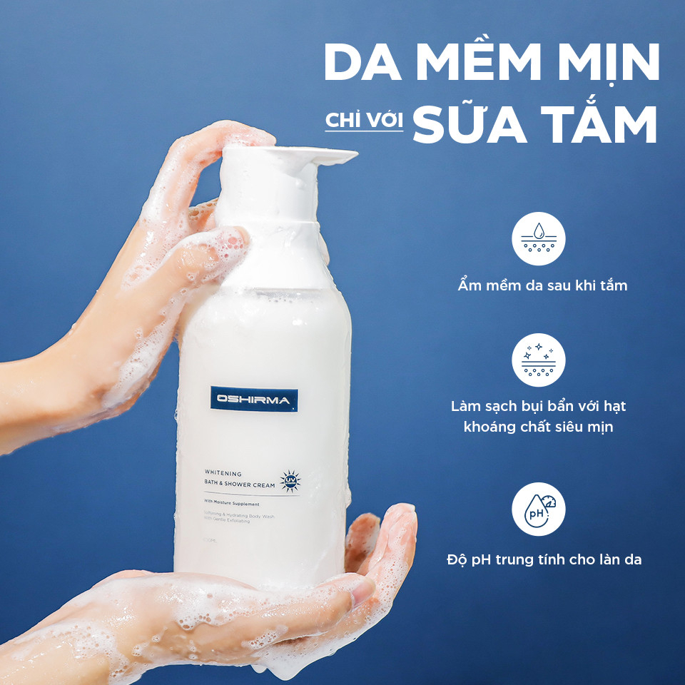 Măng tây baby - Sữa Tắm Hỗ Trợ Sáng Và Ẩm Mềm Da OSHIRMA WHITENING BATH & SHOWER CREAM