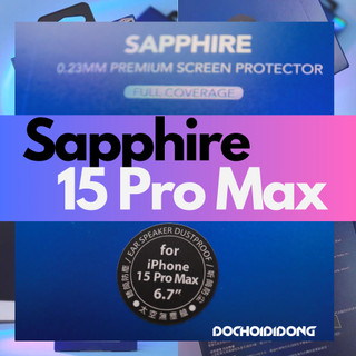 Miếng dán cường lực màn hình iphone 15 pro - 15 pro max - 14 pro max hoda sapphire với khung dán chống bụi