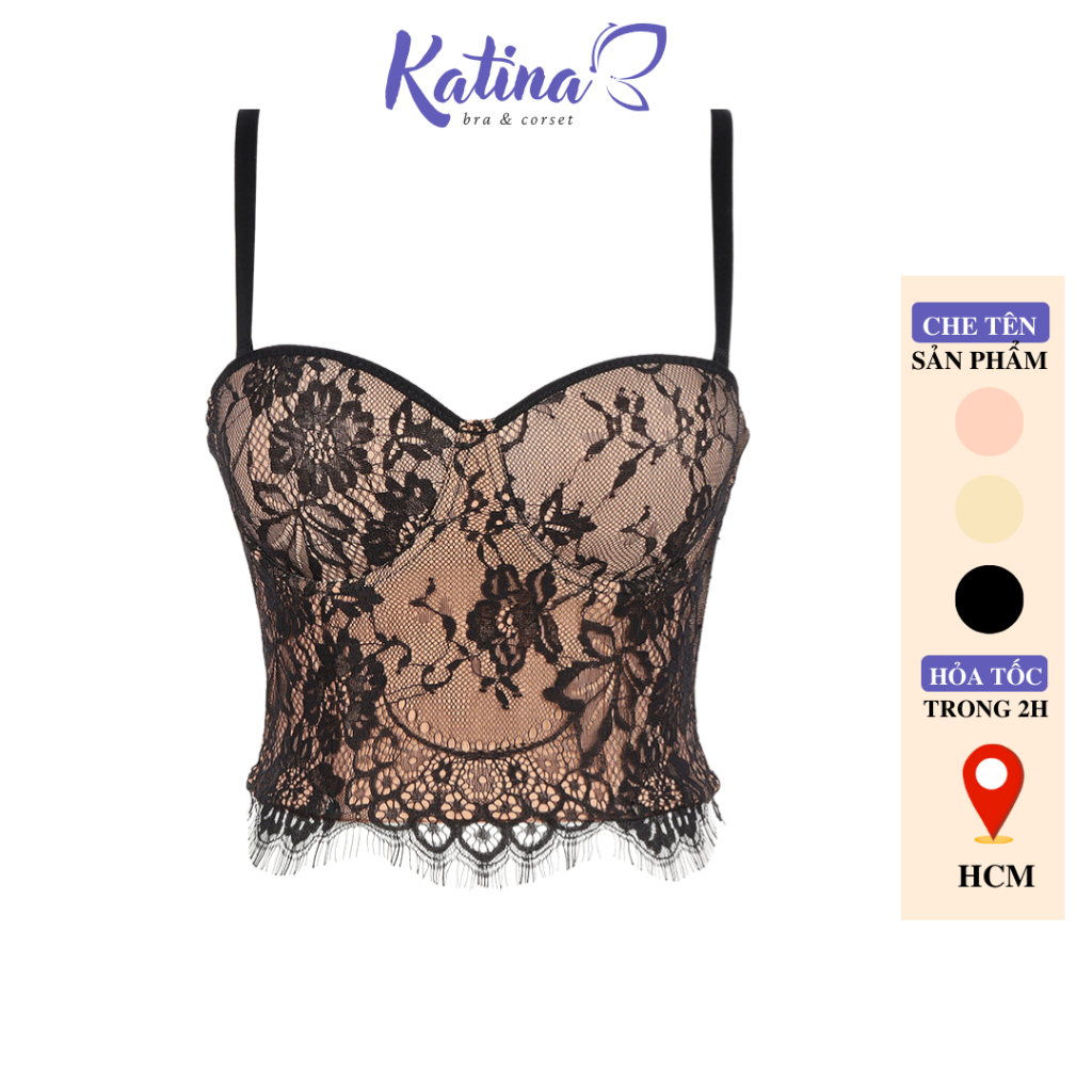 KTB28 Áo Bra Ren Bralette KATINA Kiểu Dáng Corset Có Gọng Đệm Mỏng Mix đồ Siêu xinh