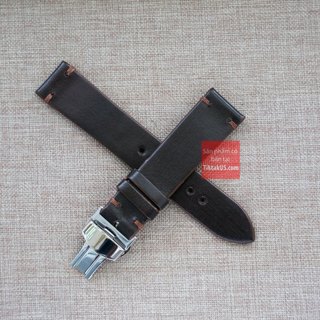 [Hình chụp thật] Dây đồng hồ da bò thật không chỉ viền kèm khóa bướm chống gẫy dây, Size từ 18mm đến 24mm