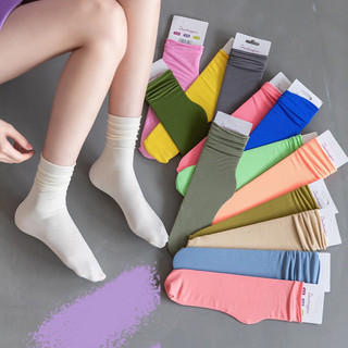 Sét 5 đôi tất nhún pastel cổ cao