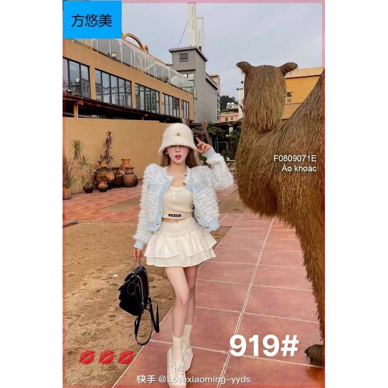 Áo khoác len nữ dáng croptop hoạ tiết hàng QC