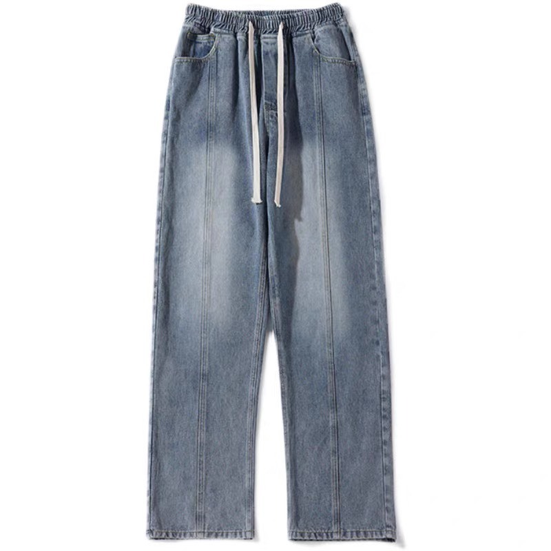 Quần jean lưng thun dây rút, quần jean xuông cạp cao phong cách trẻ trung form Unisex_Top unisex