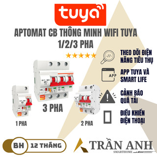 Aptomat cb thông minh wifi tuya 80a 63a 40a hẹn giờ bật tắt từ xa-tặng bảo hành 1 đổi 1 365 ngày
