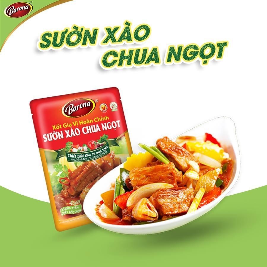 Xốt gia vị hoàn chỉnh - Sườn Xào Chua Ngọt Barona gói 80gr [HN giao hàng hỏa tốc] - Ảnh 3