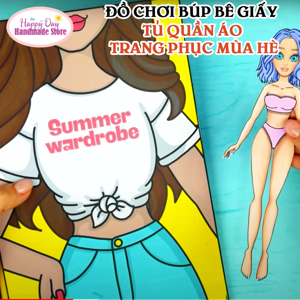 Đồ Chơi Búp Bê Bằng Giấy - Tủ Quần Áo Mùa Hè của Cô Nàng Búp Bê Giấy - Đồ Chơi Búp Bê Giấy Bóc Dán G