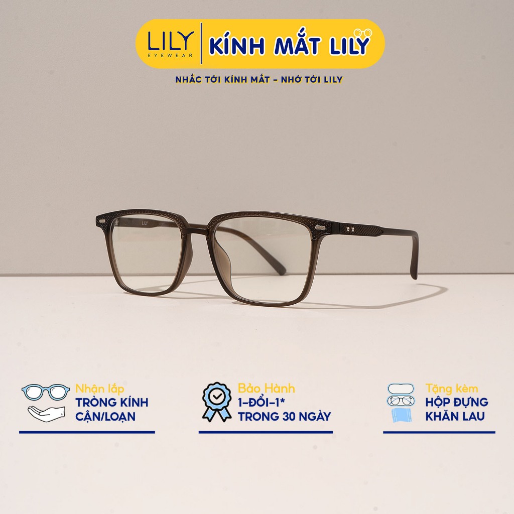 Gọng kính mắt vuông nam nữLILYEYEWEAR gọng nhựa bền kiểu dáng thiết kế phong cách 72320