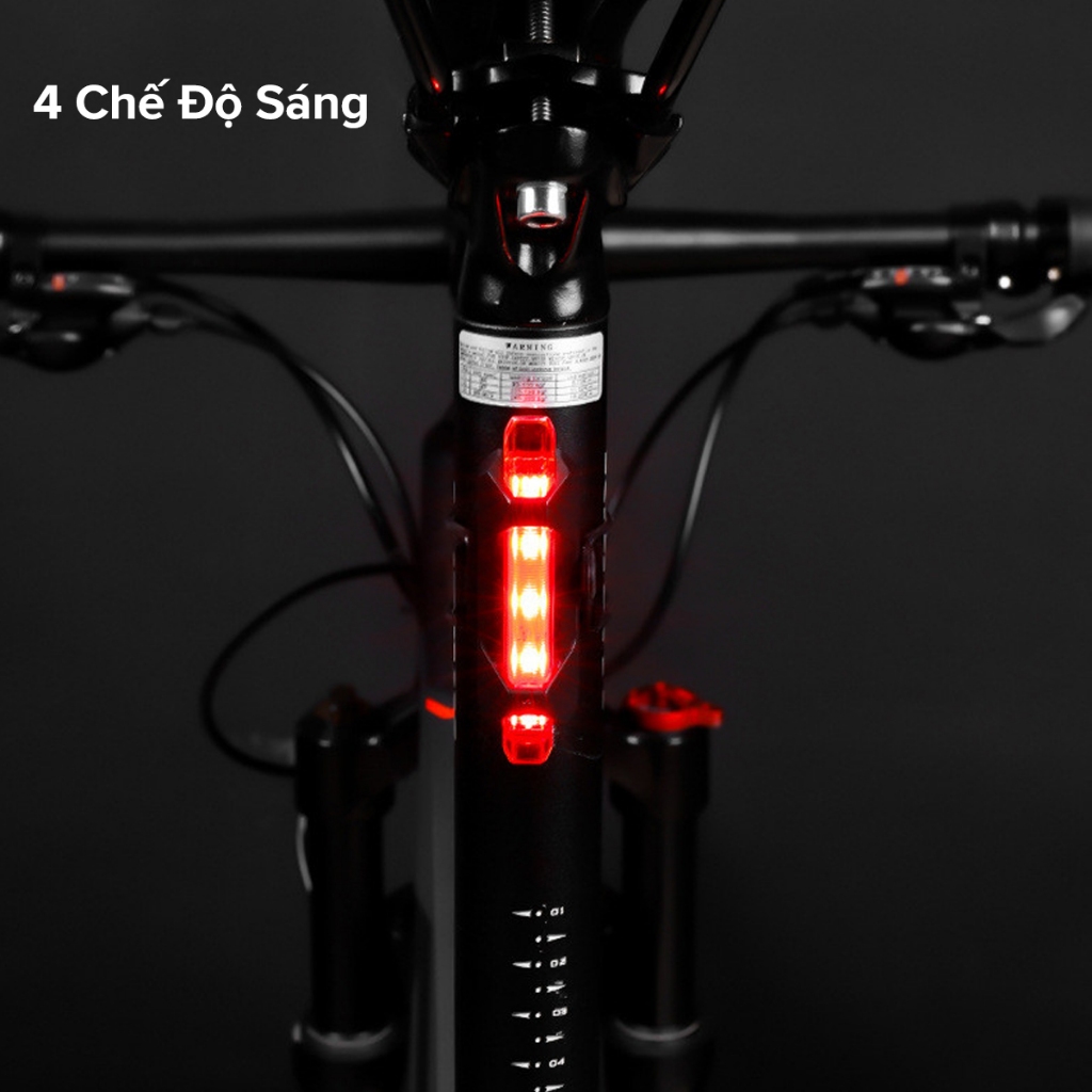 Đèn Báo Hiệu Gắn Đuôi Xe Đạp 5 Bóng LED 4 Chế Độ Sáng Có Pin Sạc USB Cảnh Báo An Toàn Chính Hãng Amalife