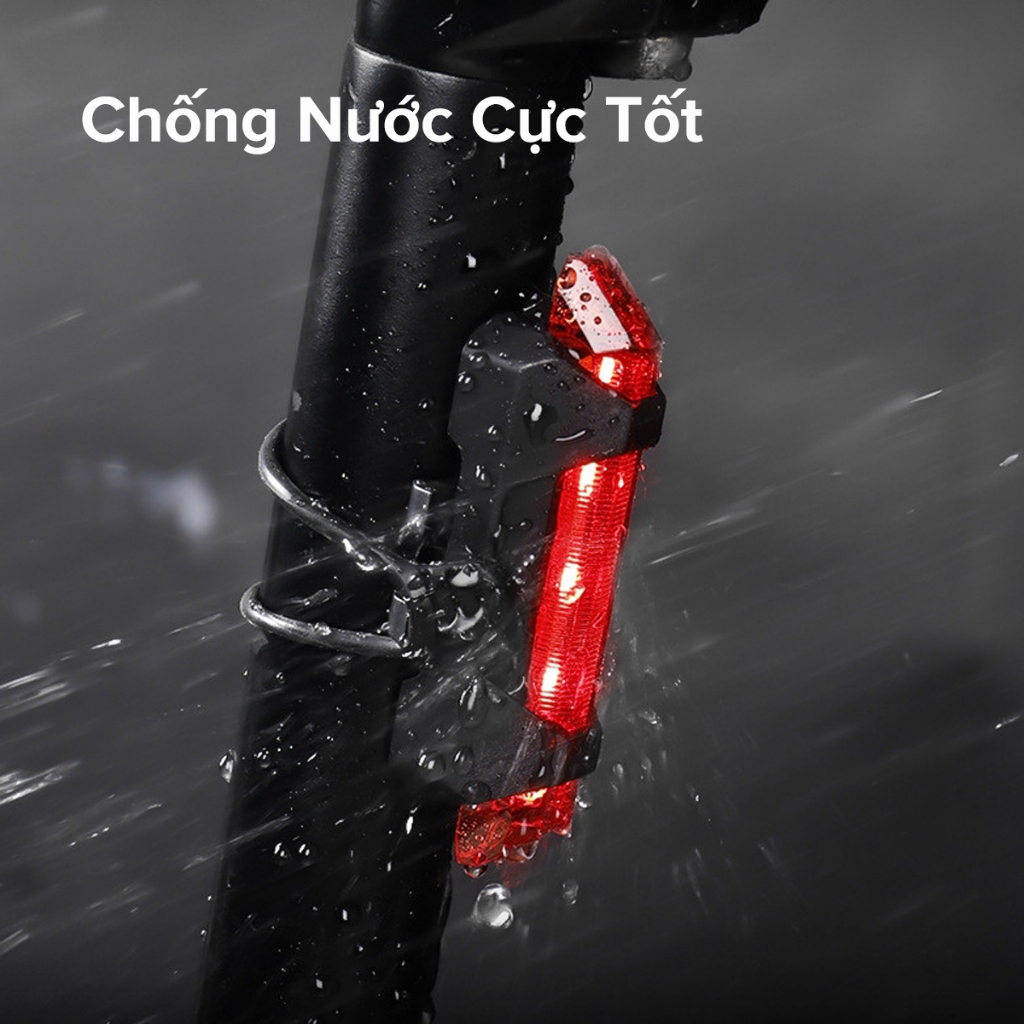 Đèn Báo Hiệu Gắn Đuôi Xe Đạp 5 Bóng LED 4 Chế Độ Sáng Có Pin Sạc USB Cảnh Báo An Toàn Chính Hãng Amalife