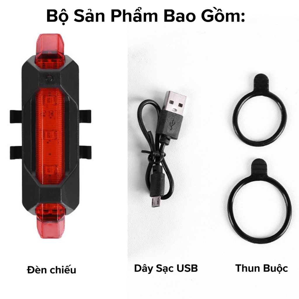 Đèn Báo Hiệu Gắn Đuôi Xe Đạp 5 Bóng LED 4 Chế Độ Sáng Có Pin Sạc USB Cảnh Báo An Toàn Chính Hãng Amalife