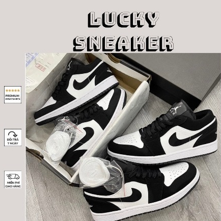 GIÀY JD1 PANDA TRẮNG ĐEN LOW DA THẬT LAI AU [ FREESHIP + BOX ]