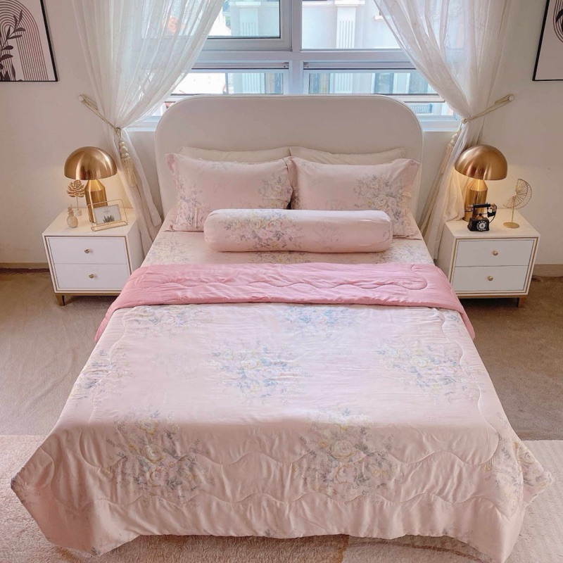 Bộ Chăn Ga Gối Tencel 80s Gỗ Bạch Đàn Tự Nhiên Phối Viền Sang Trọng, Vải Siêu Mịn Mát, Đẳng Cấp Sang Trọng