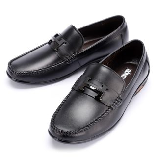 Hồng thạnh - giày lười đen da bò mềm mại - 6915