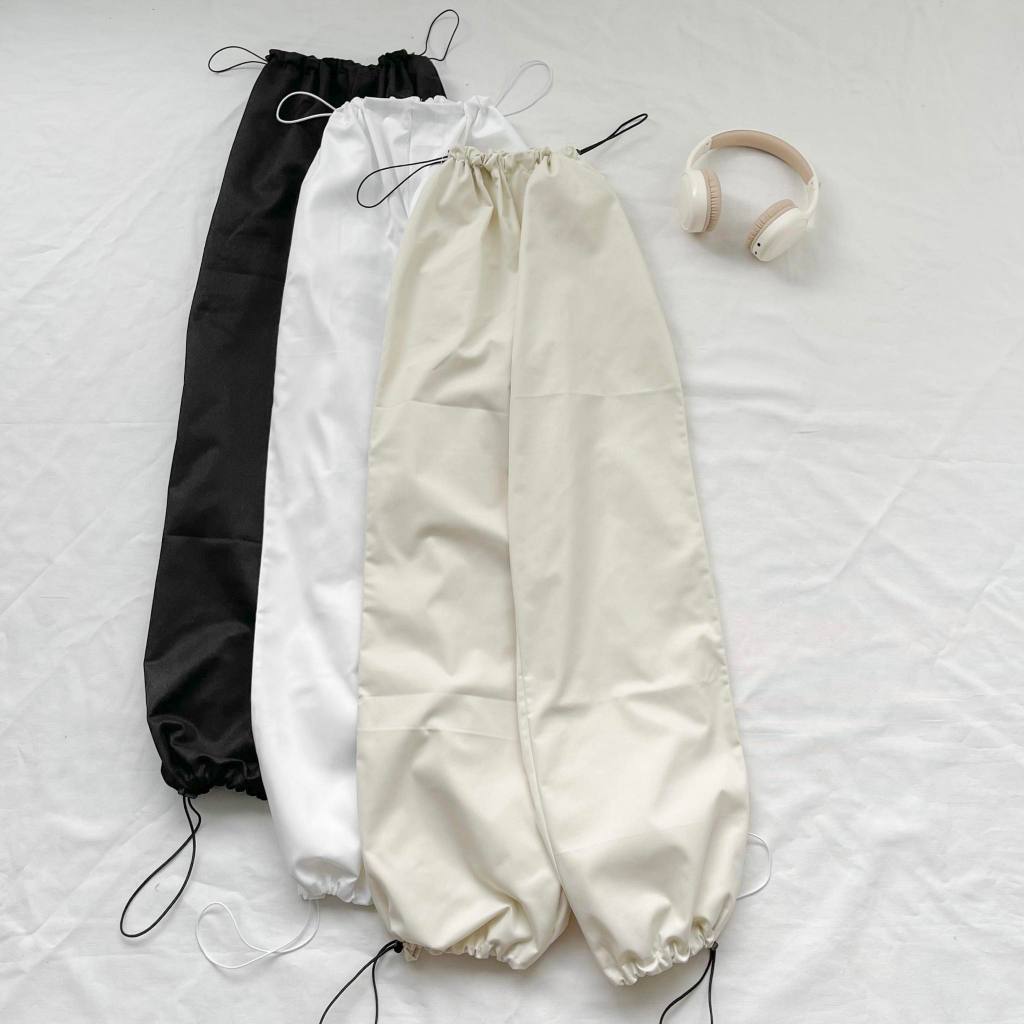 Quần Jogger Kaki lưng thun có dây rút PARACHUTE  màu ĐEN/XÁM GHI ống suông form Nam Nữ Unisex  🖤 Jay