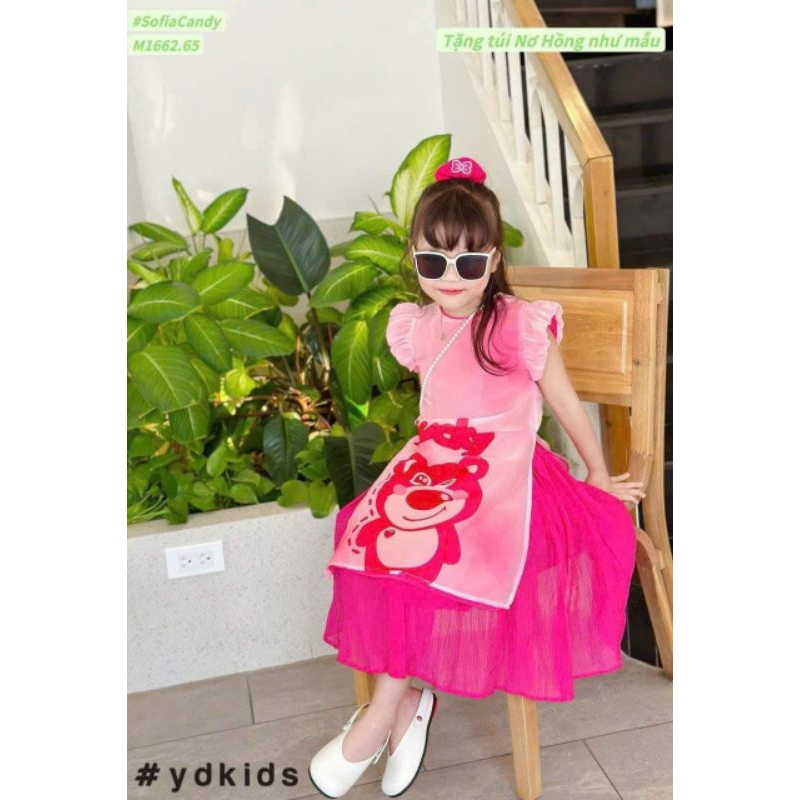 Set gấu dâu cho bé gai 8 đến 28kg.hình thật trải sàn.set 3 món ak