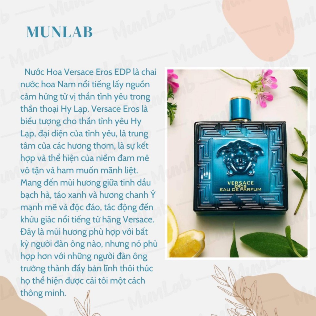 Nước hoa nam Versace Eros EDP 100ml - Dầu thơm nam tính quyến rũ nổi bật - MUNLAB | BigBuy360 - bigbuy360.vn
