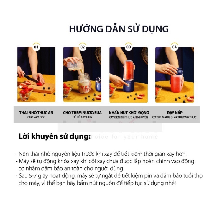 Máy Xay Sinh Tố Juicing Cup 300ML Cầm Tay Đa Năng 6 Lưỡi 2 Cối - Sử Dụng Pin Sạc Cổng USB Siêu Tiện Lợi